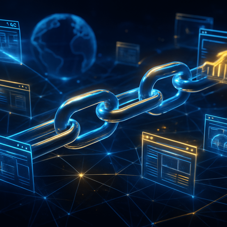 Chaîne lumineuse symbolisant les liens entre sites internet